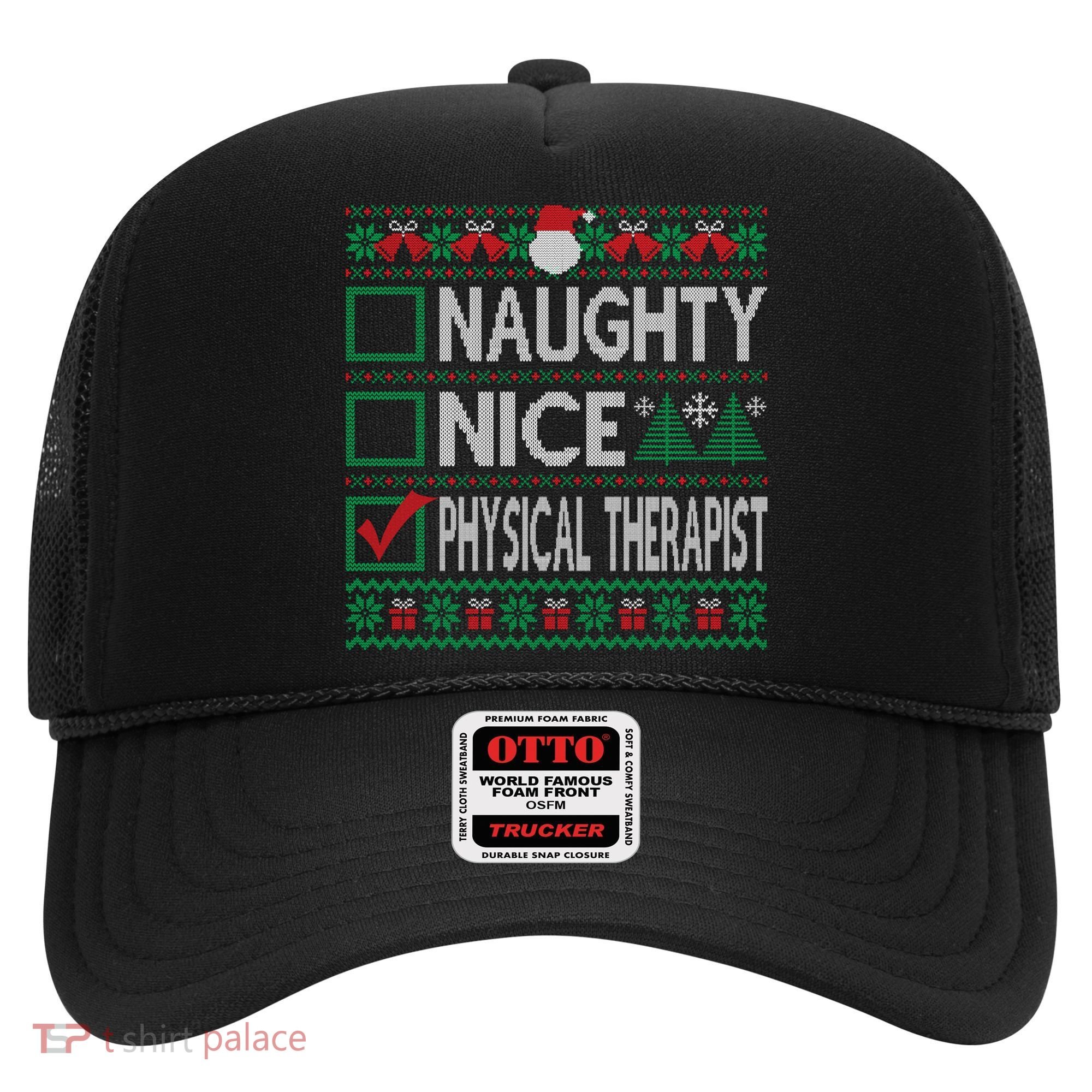 Naughty Nice Physical Therapist Christmas List Ugly Sweater Funny Gift Hat