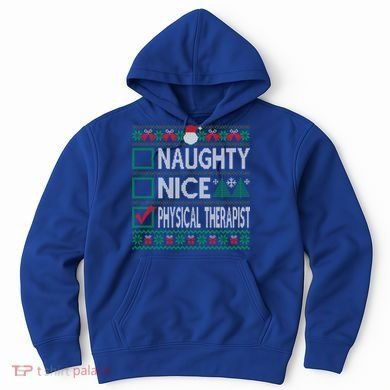 Naughty Nice Physical Therapist Christmas List Ugly Sweater Funny Gift Hoodie