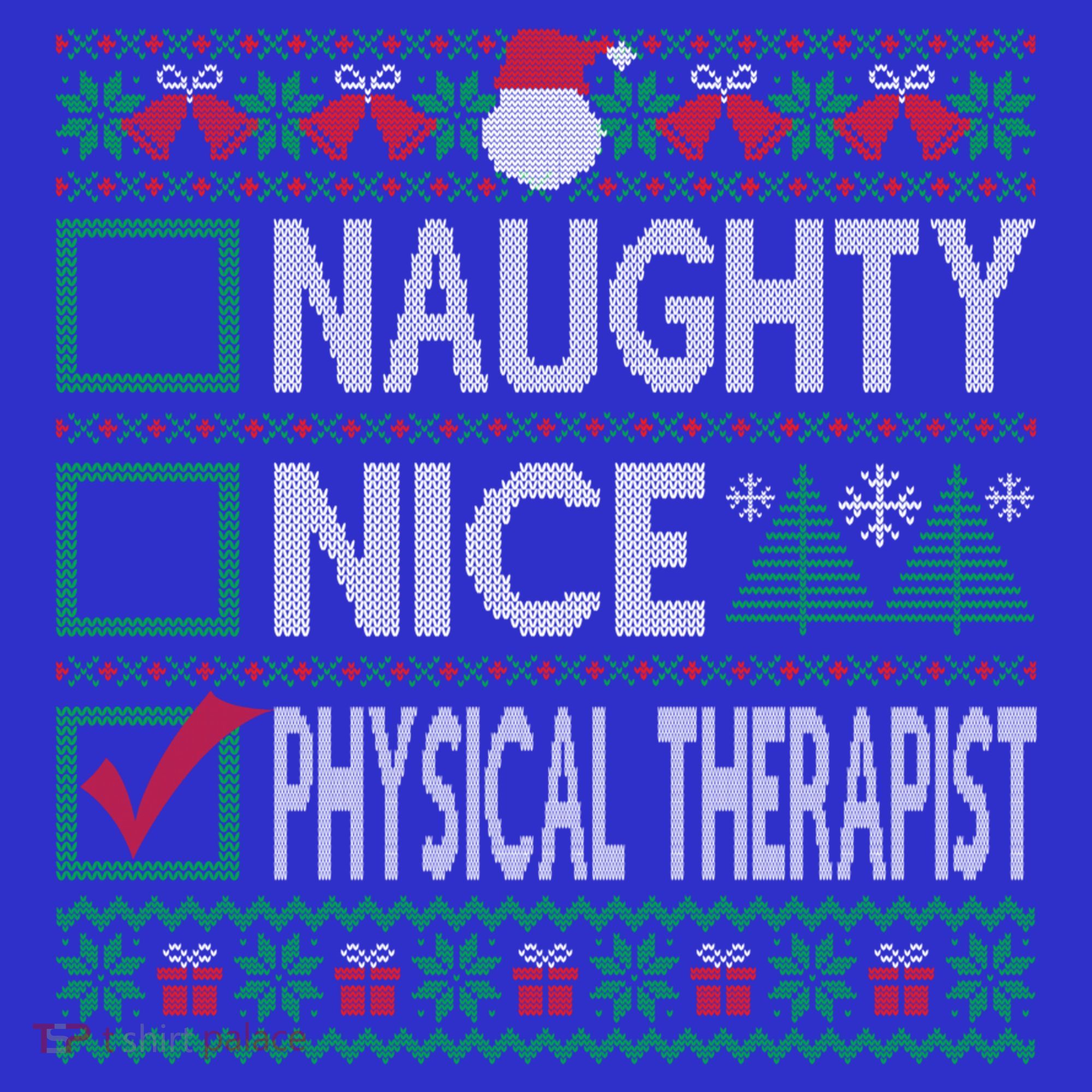 Naughty Nice Physical Therapist Christmas List Ugly Sweater Funny Gift Women's Tank Top