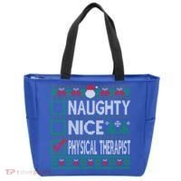 Naughty Nice Physical Therapist Christmas List Ugly Sweater Funny Gift Tote Bag thumb 0