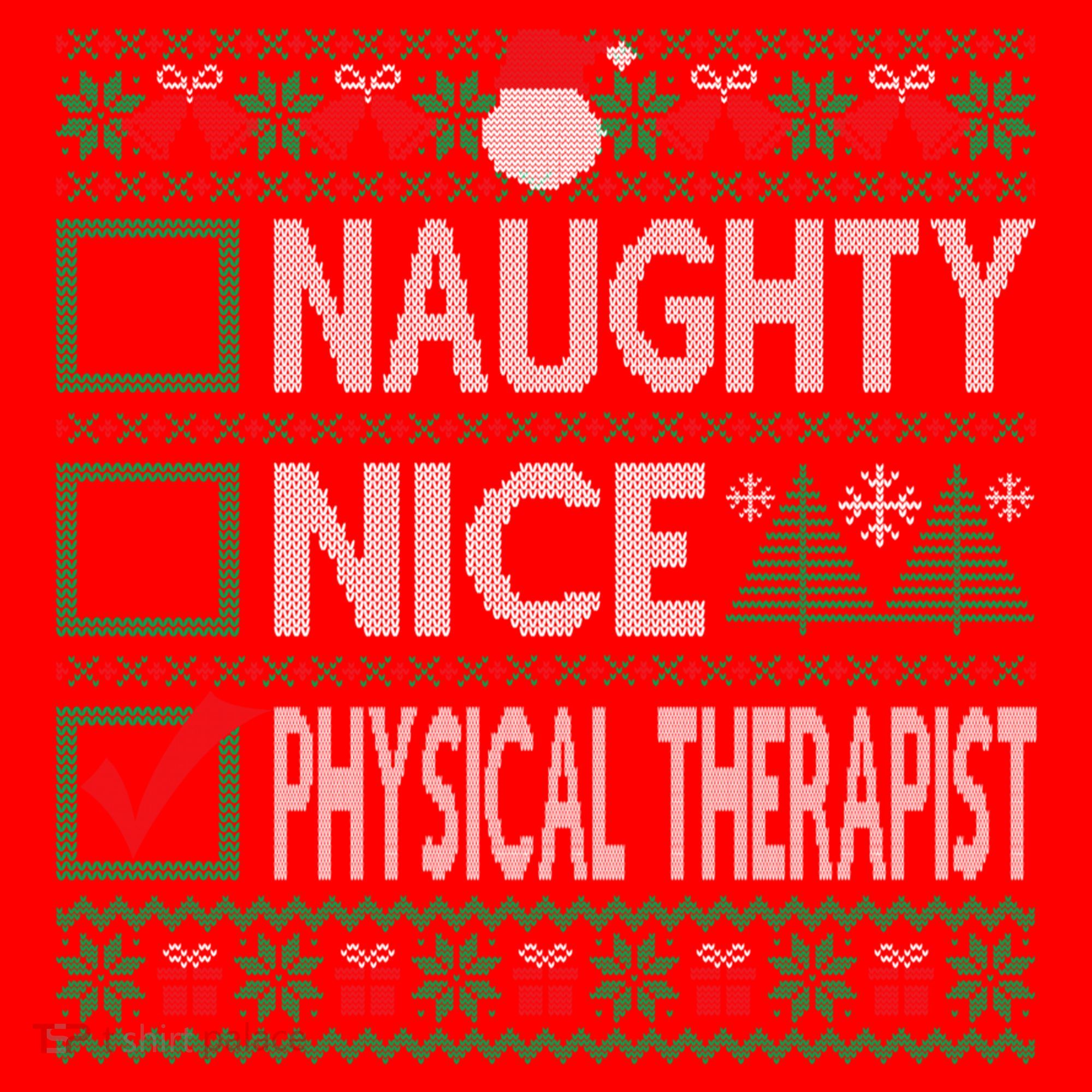 Naughty Nice Physical Therapist Christmas List Ugly Sweater Funny Gift Santa Hat