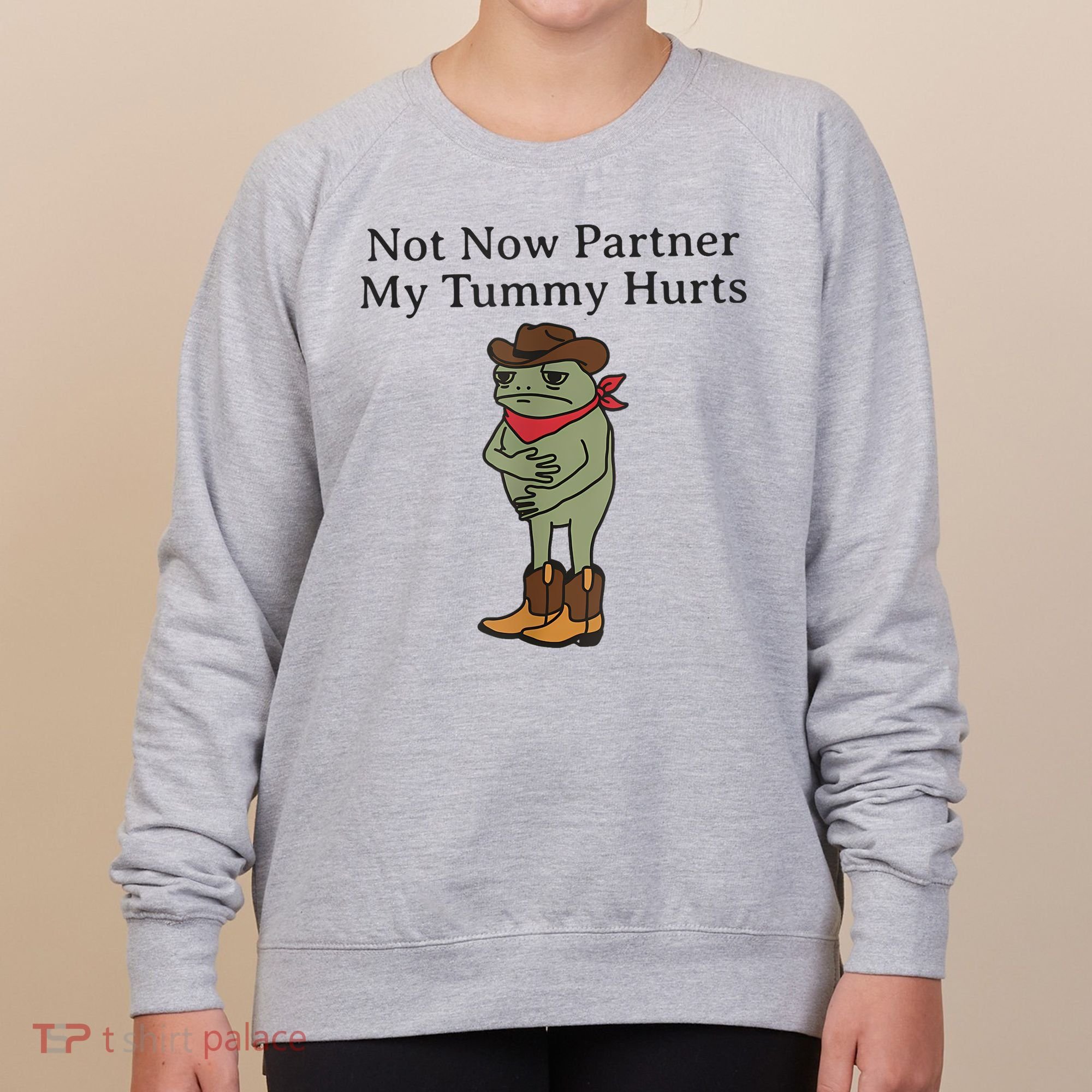 Not Now Partner My Tummy Hurts Funny Frog Women's Sweatshirt