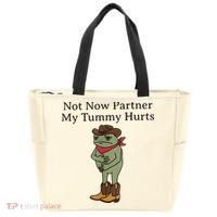 Not Now Partner My Tummy Hurts Funny Frog Tote Bag thumb 0