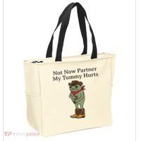 Not Now Partner My Tummy Hurts Funny Frog Tote Bag thumb 2