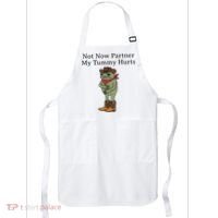 Not Now Partner My Tummy Hurts Funny Frog Apron thumb 0