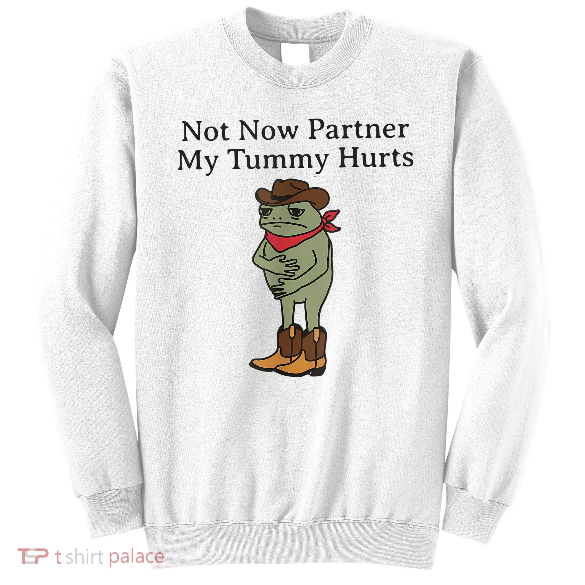 Not Now Partner My Tummy Hurts Funny Frog Sweatshirt