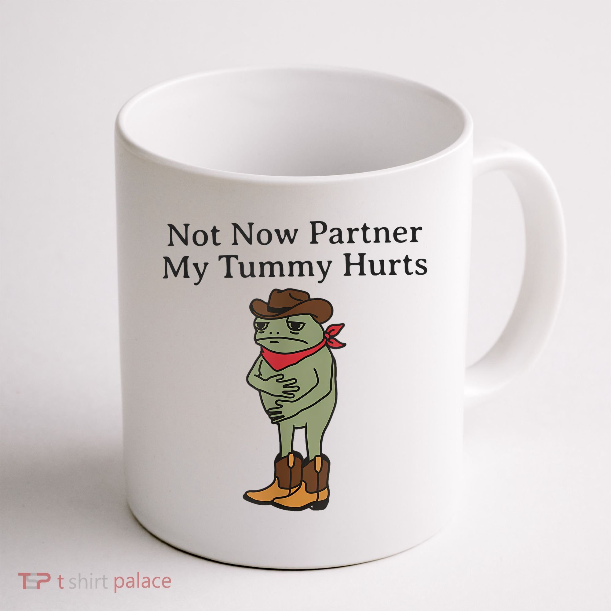Not Now Partner My Tummy Hurts Funny Frog Coffee Mug