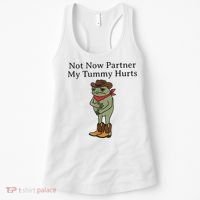 Not Now Partner My Tummy Hurts Funny Frog Women's Tank Top thumb 0