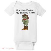 Not Now Partner My Tummy Hurts Funny Frog Baby Bodysuit thumb 0