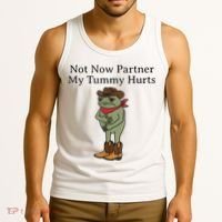 Not Now Partner My Tummy Hurts Funny Frog Tank Top thumb 3