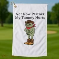 Not Now Partner My Tummy Hurts Funny Frog Golf Towel thumb 1