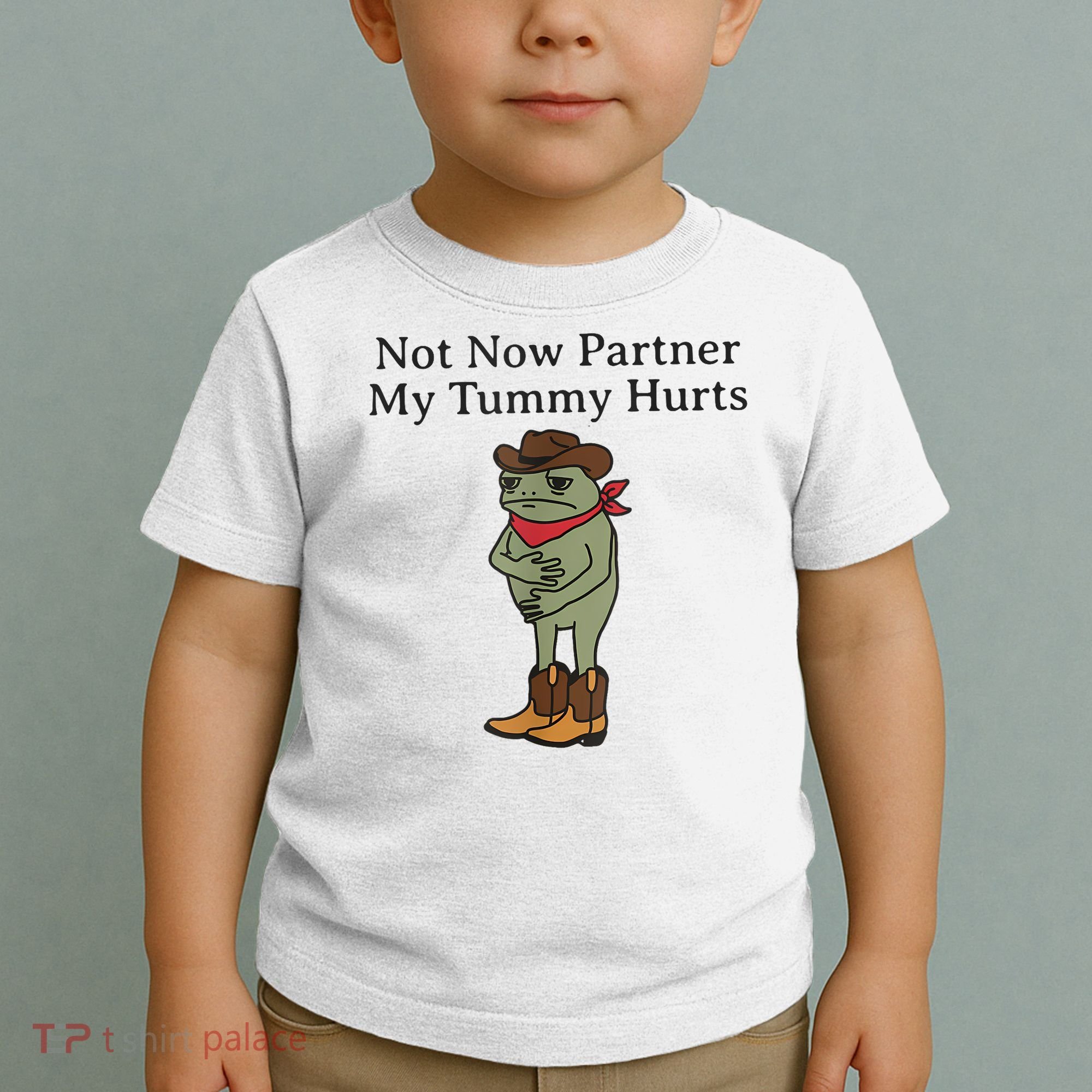 Not Now Partner My Tummy Hurts Funny Frog Toddler T-Shirt