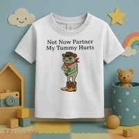 Not Now Partner My Tummy Hurts Funny Frog Toddler T-Shirt thumb 3