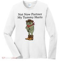 Not Now Partner My Tummy Hurts Funny Frog Women's Long Sleeve Shirt thumb 0