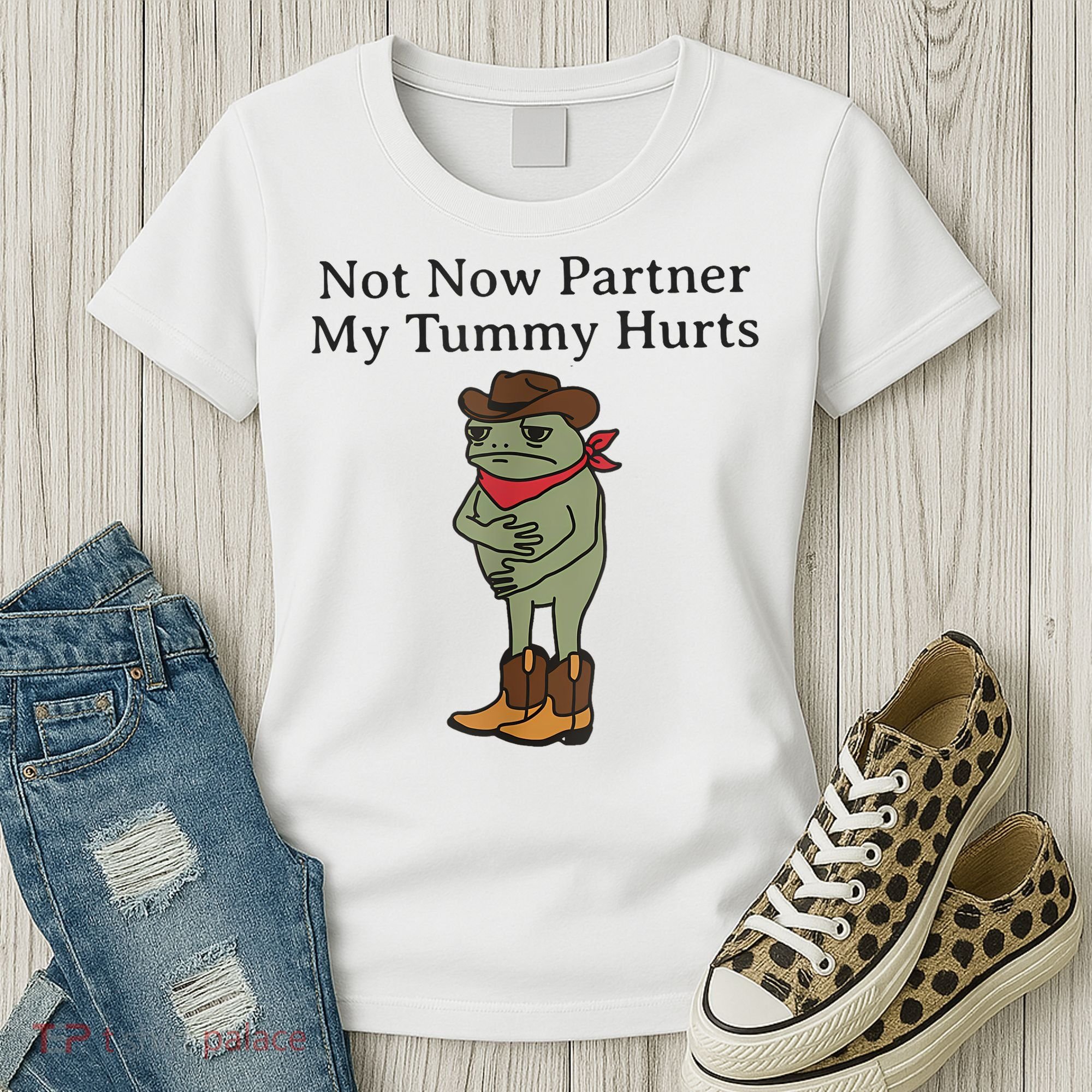 Not Now Partner My Tummy Hurts Funny Frog Women's T-Shirt