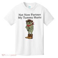 Not Now Partner My Tummy Hurts Funny Frog Kids T-Shirt thumb 0