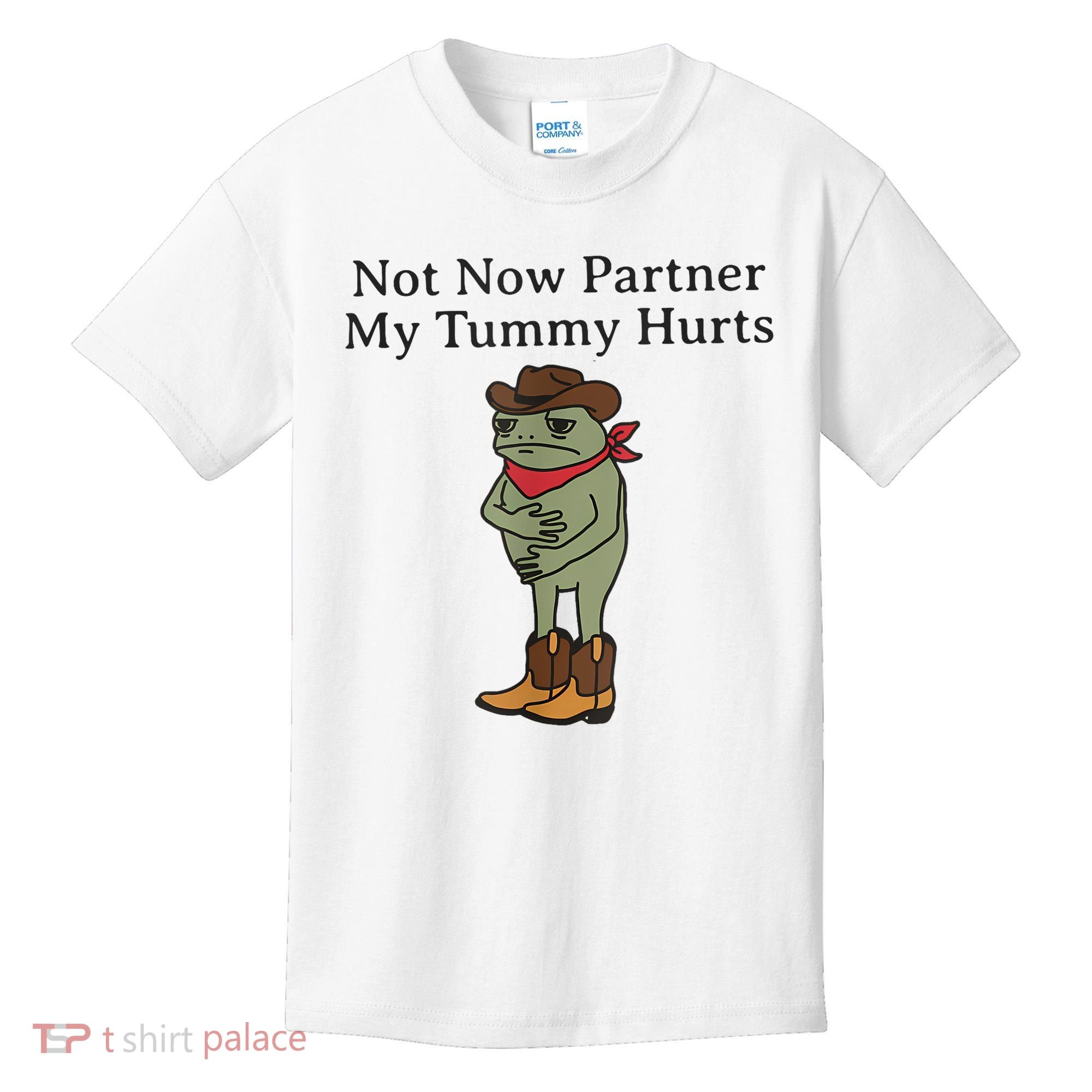 Not Now Partner My Tummy Hurts Funny Frog Kids T-Shirt