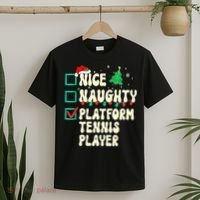 Nice Naughty Platform Tennis Player Xmas List Santa Claus T-Shirt thumb 2