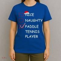 Nice Naughtly Paddle Tennis Player Xmas Tennis Coach Sports Gift T-Shirt thumb 4