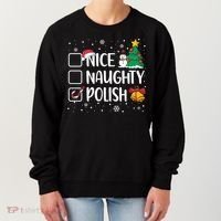 Naughty Nice Polish Gift Santa Hat Poland Christmas Gift Women's Sweatshirt thumb 0