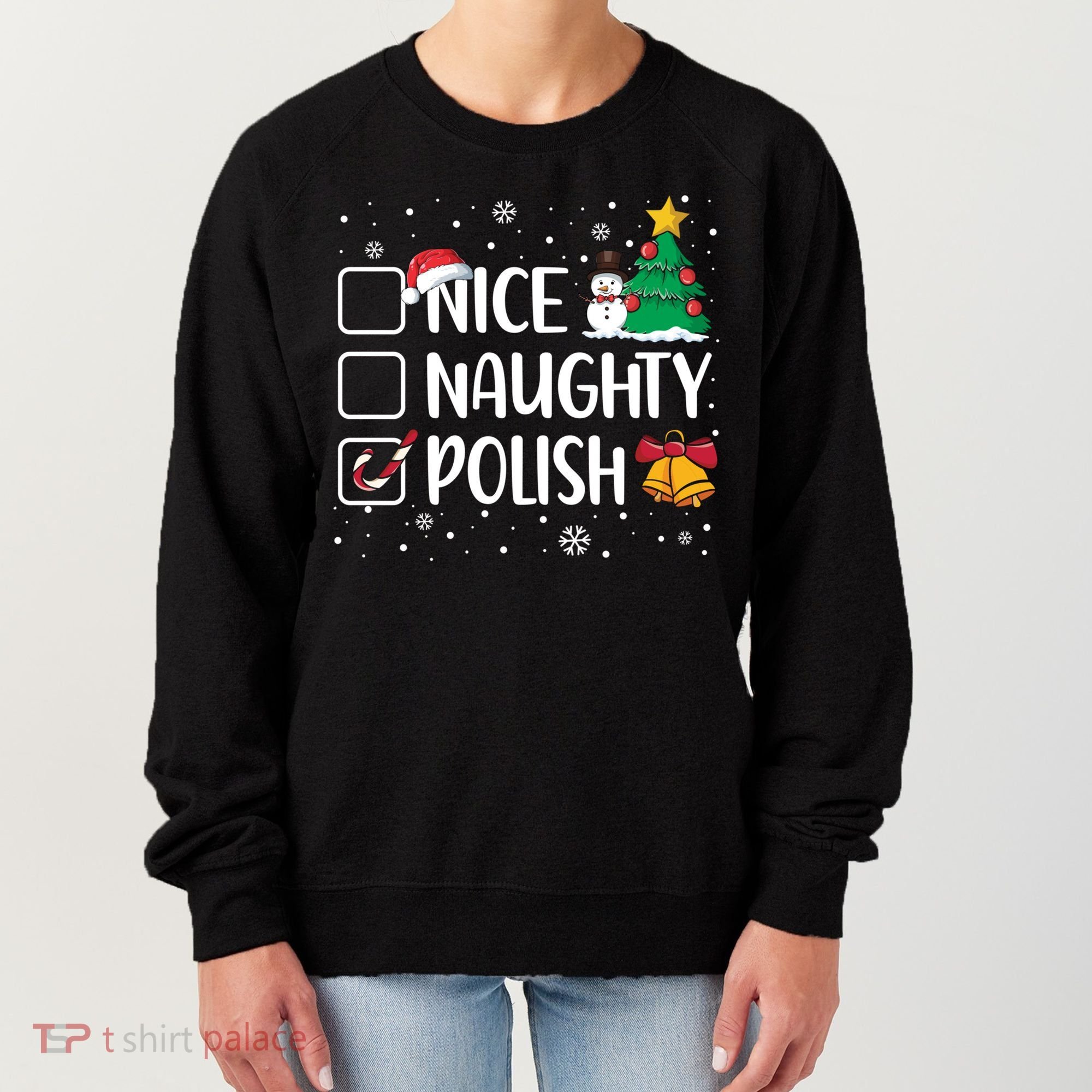 Naughty Nice Polish Gift Santa Hat Poland Christmas Gift Women's Sweatshirt