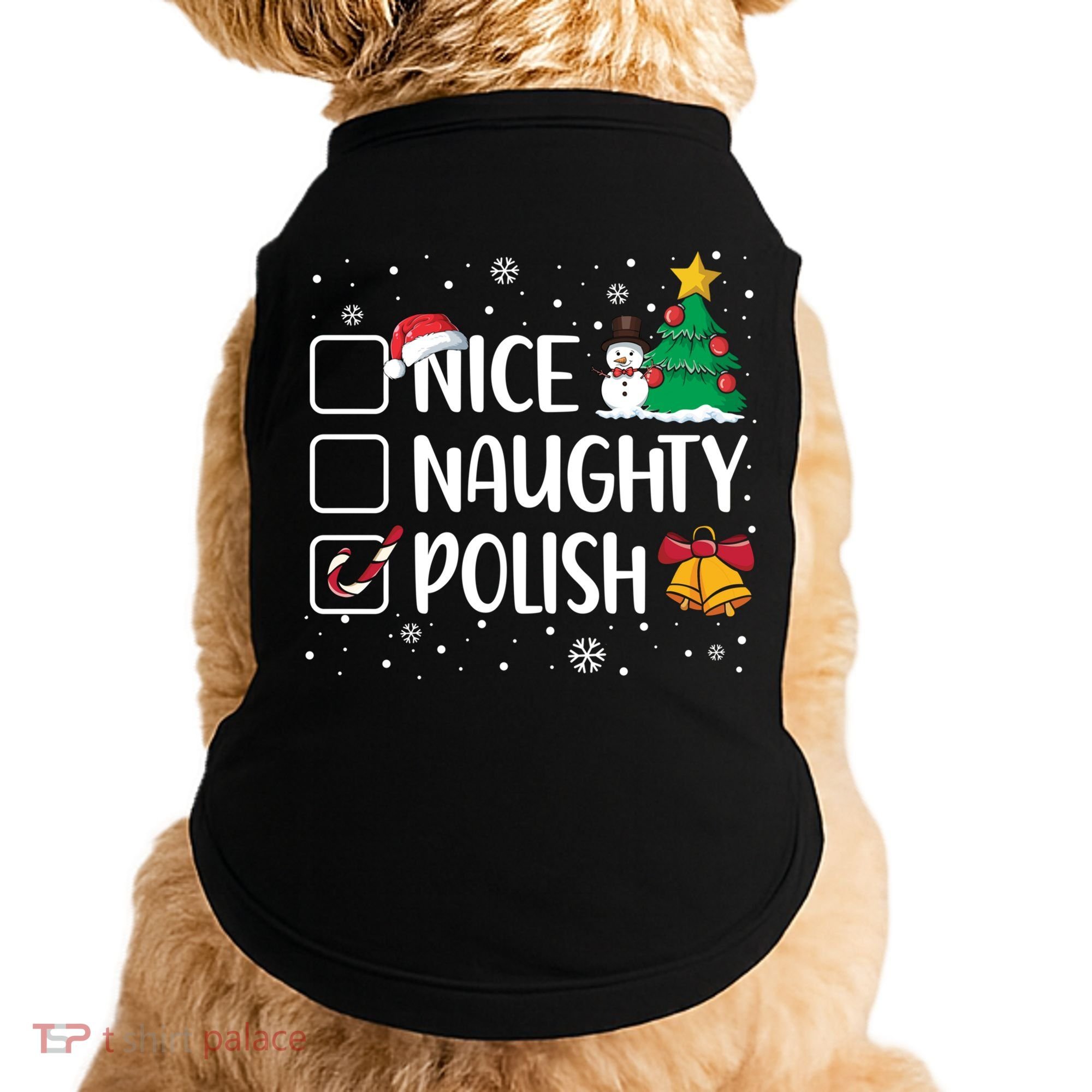 Naughty Nice Polish Gift Santa Hat Poland Christmas Gift Doggie Tank