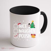 Naughty Nice Polish Gift Santa Hat Poland Christmas Gift Coffee Mug thumb 1