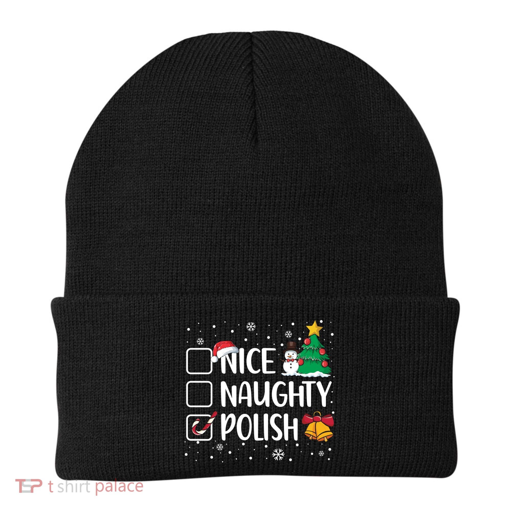 Naughty Nice Polish Gift Santa Hat Poland Christmas Gift Beanie