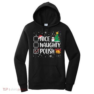 Naughty Nice Polish Gift Santa Hat Poland Christmas Gift Women's Hoodie