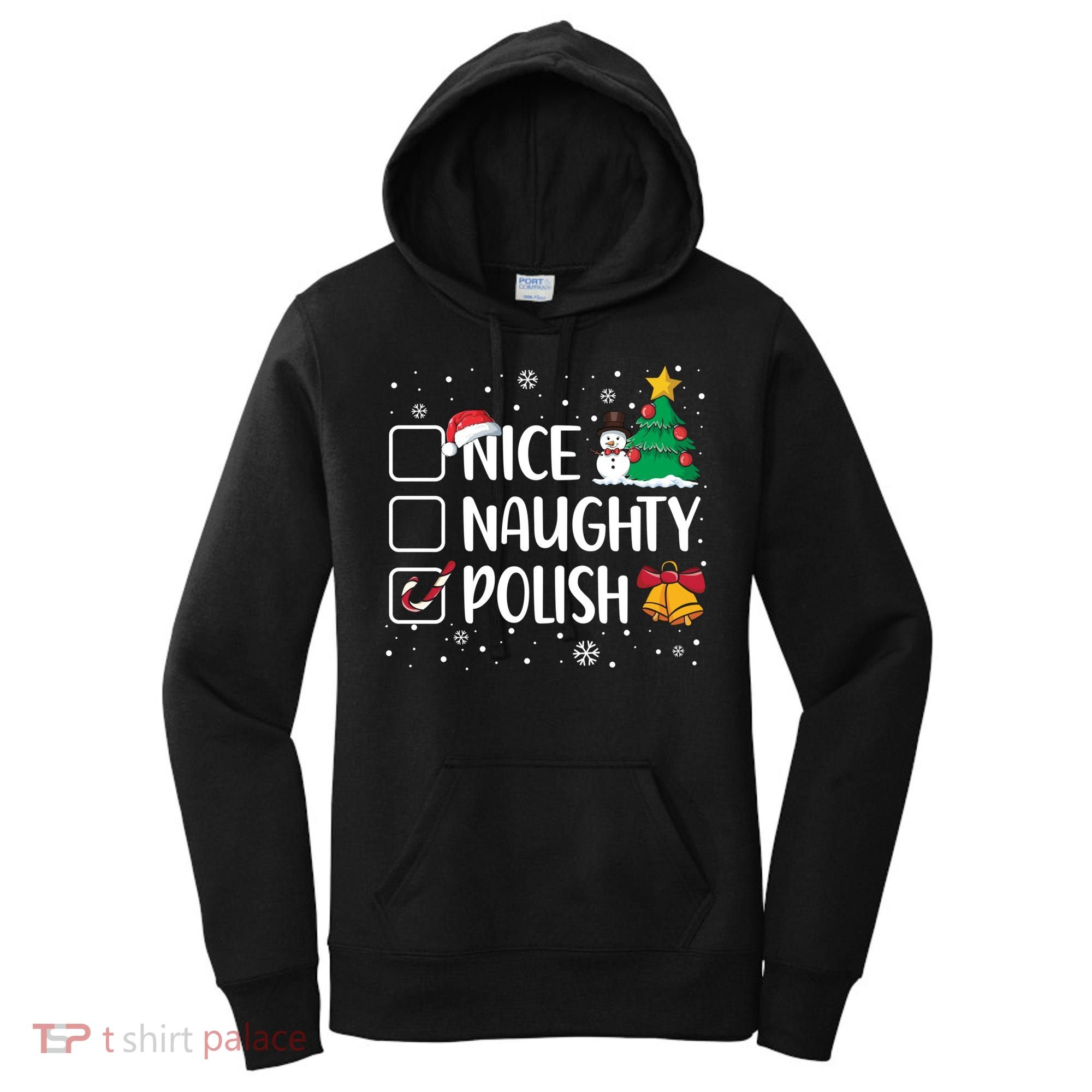 Naughty Nice Polish Gift Santa Hat Poland Christmas Gift Women's Hoodie
