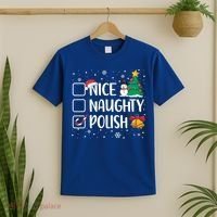 Naughty Nice Polish Gift Santa Hat Poland Christmas Gift T-Shirt thumb 2