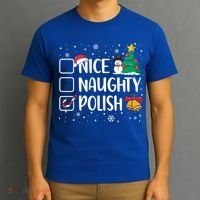 Naughty Nice Polish Gift Santa Hat Poland Christmas Gift T-Shirt thumb 3