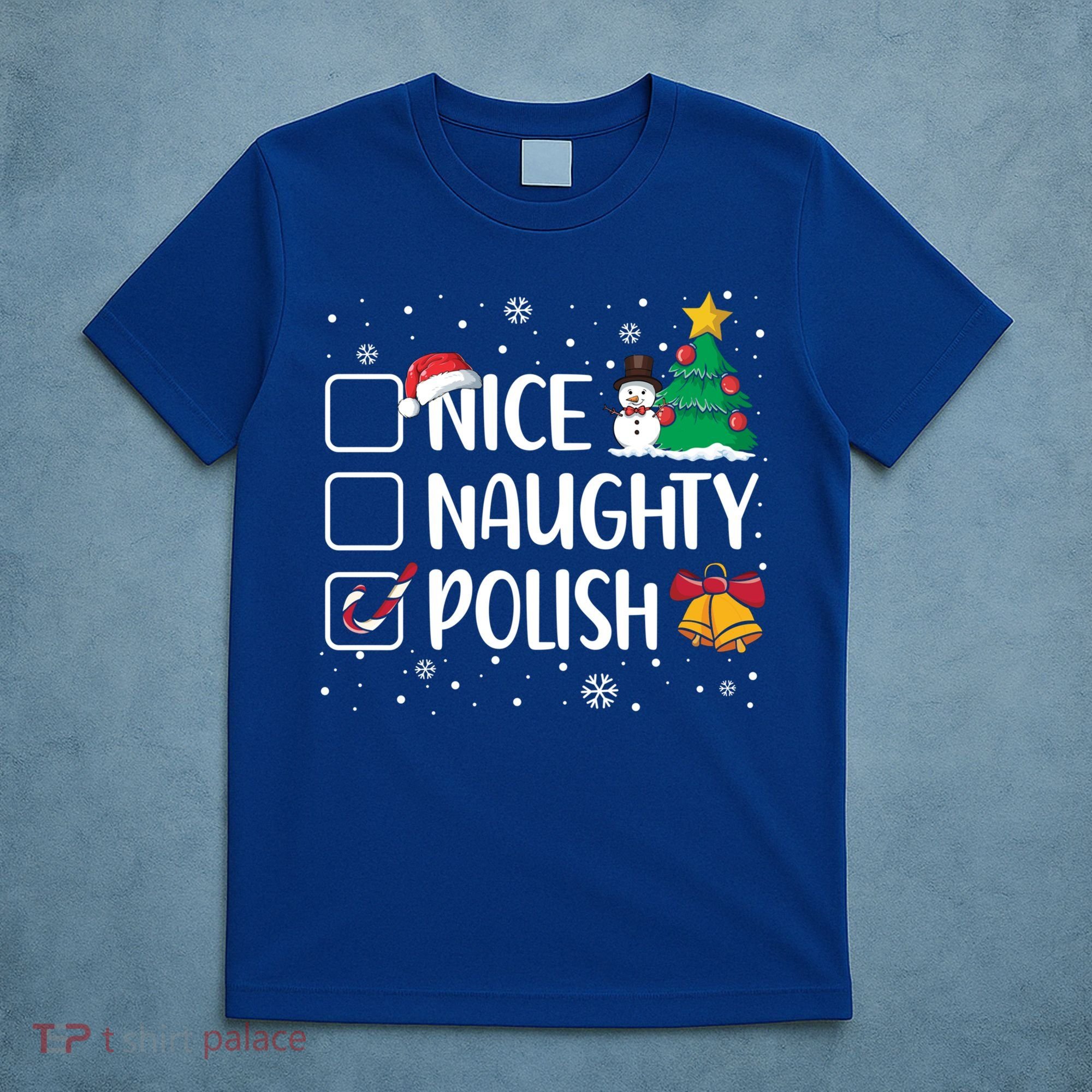 Naughty Nice Polish Gift Santa Hat Poland Christmas Gift T-Shirt
