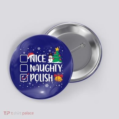 Naughty Nice Polish Gift Santa Hat Poland Christmas Gift Button