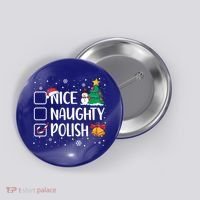 Naughty Nice Polish Gift Santa Hat Poland Christmas Gift Button thumb 0
