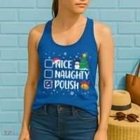 Naughty Nice Polish Gift Santa Hat Poland Christmas Gift Women's Tank Top thumb 2