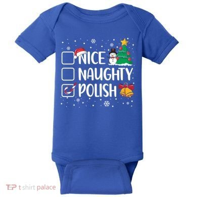 Naughty Nice Polish Gift Santa Hat Poland Christmas Gift Baby Bodysuit