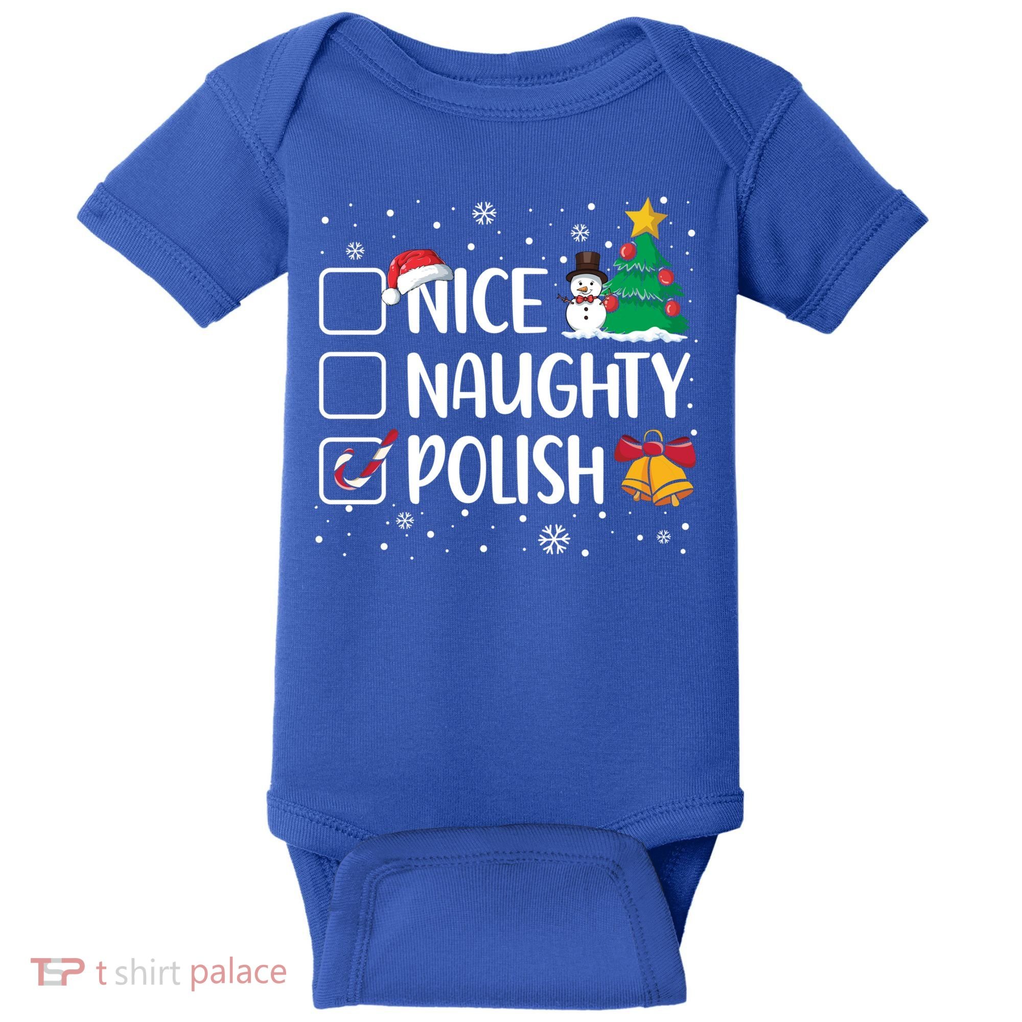 Naughty Nice Polish Gift Santa Hat Poland Christmas Gift Baby Bodysuit