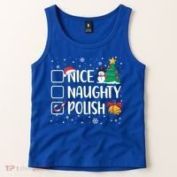 Naughty Nice Polish Gift Santa Hat Poland Christmas Gift Tank Top thumb 2