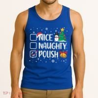Naughty Nice Polish Gift Santa Hat Poland Christmas Gift Tank Top thumb 3