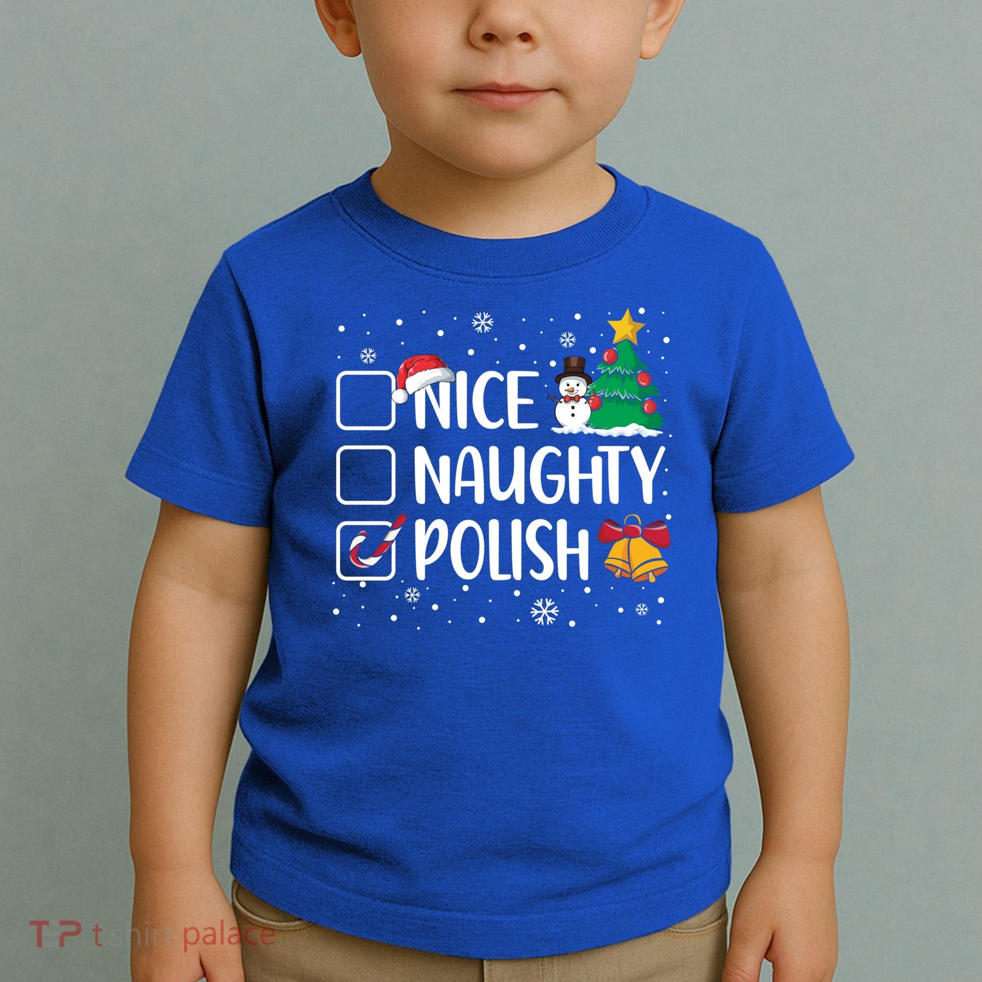 Naughty Nice Polish Gift Santa Hat Poland Christmas Gift Toddler T-Shirt