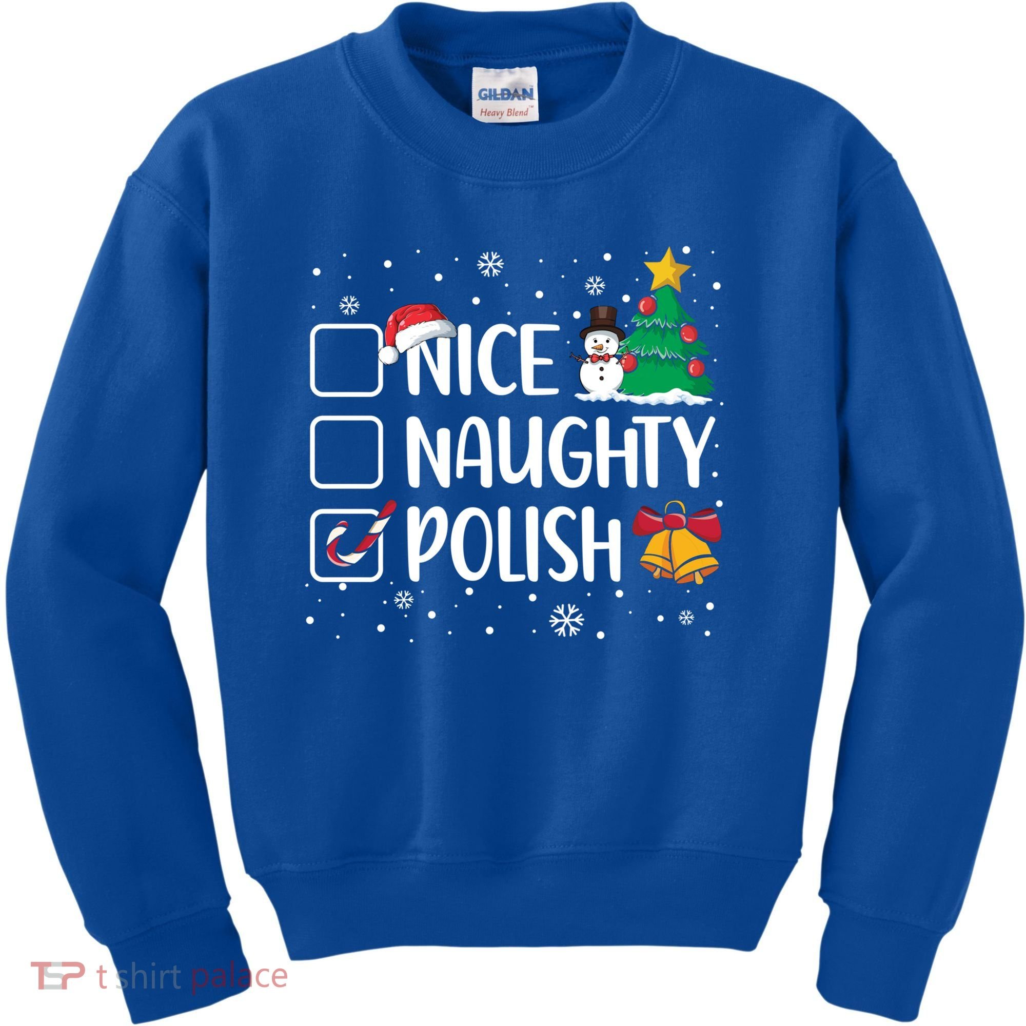 Naughty Nice Polish Gift Santa Hat Poland Christmas Gift Kids Sweatshirt