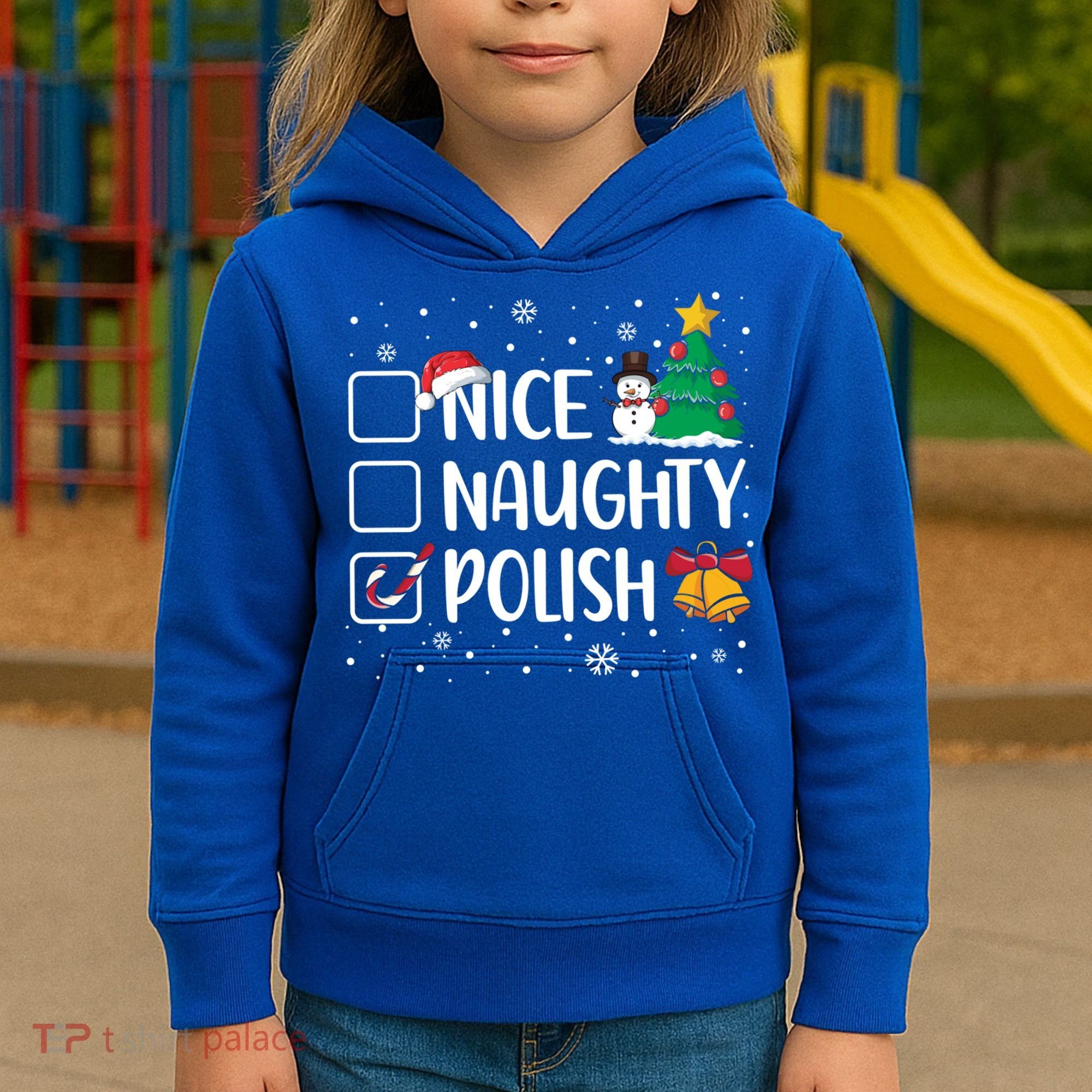 Naughty Nice Polish Gift Santa Hat Poland Christmas Gift Kids Hoodie
