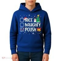 Naughty Nice Polish Gift Santa Hat Poland Christmas Gift Kids Hoodie thumb 4