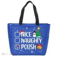 Naughty Nice Polish Gift Santa Hat Poland Christmas Gift Tote Bag thumb 0