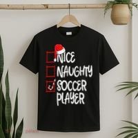 Nice Naughty Soccer Player Funny Soccer Christmas List Santa T-Shirt thumb 2