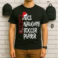 Nice Naughty Soccer Player Funny Soccer Christmas List Santa T-Shirt thumb 6