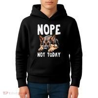 Nope Not Today Lazy Dog Funny German Shepherd Kids Hoodie thumb 4