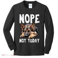 Nope Not Today Lazy Dog Funny German Shepherd Kids Long Sleeve Shirt thumb 0