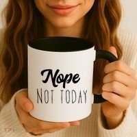 Nope Not Today Funny Lazy Adulting Graphic Quote Coffee Mug thumb 3